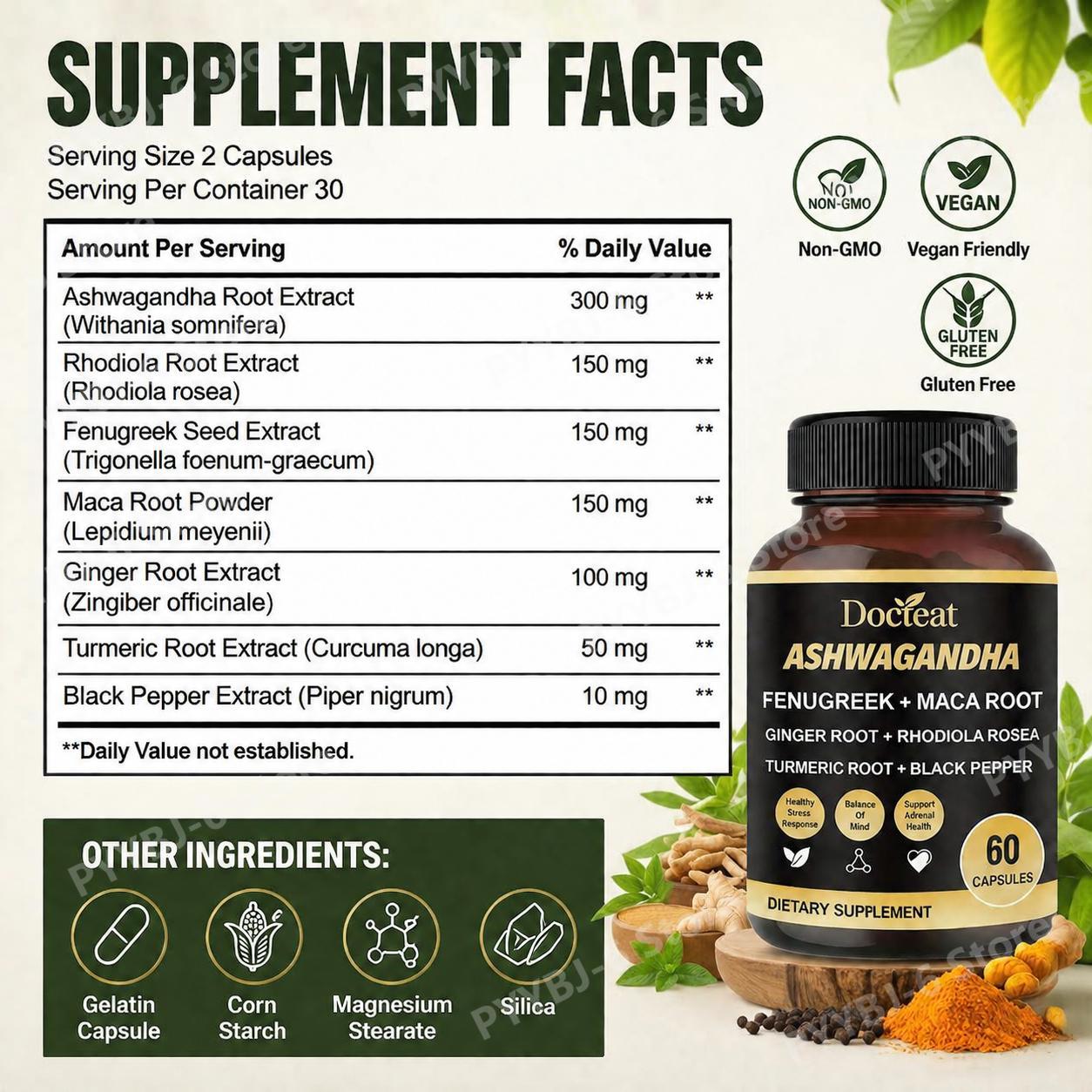Cápsulas Docteat de Ashwagandh - Ashwagandha Extract Root avaliação e preço